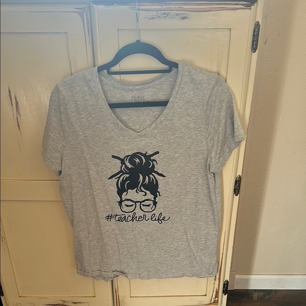 Time and Tru Light Gray Top
